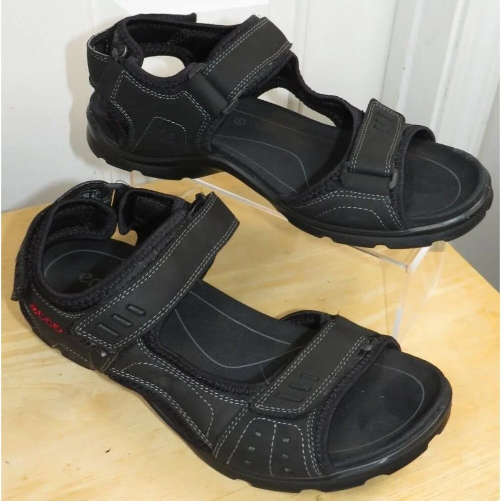 ECCO Men's Utah Multisport Sandals Size EU 42/ US 8-8.5 Black Leather Outdoor